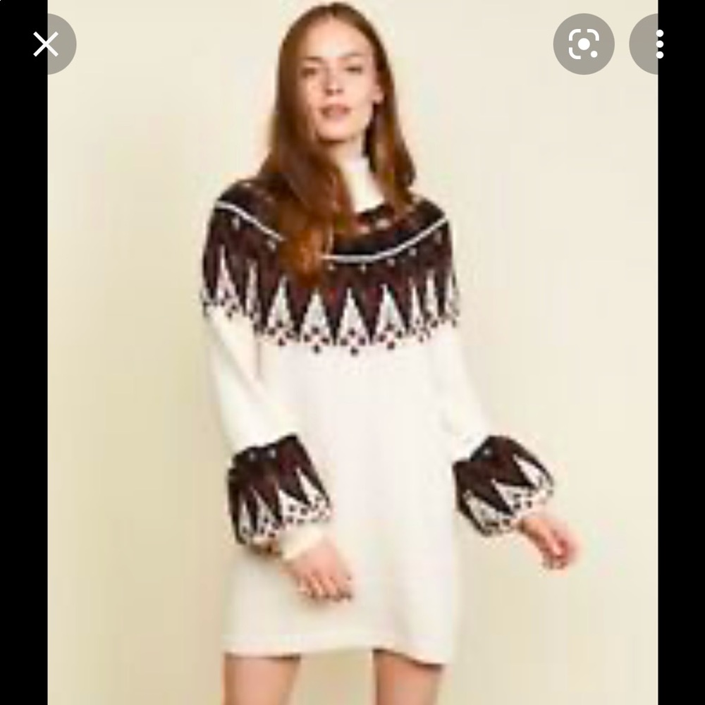 Free People Fair Isle Scotland Sweater Mini Dress NWT